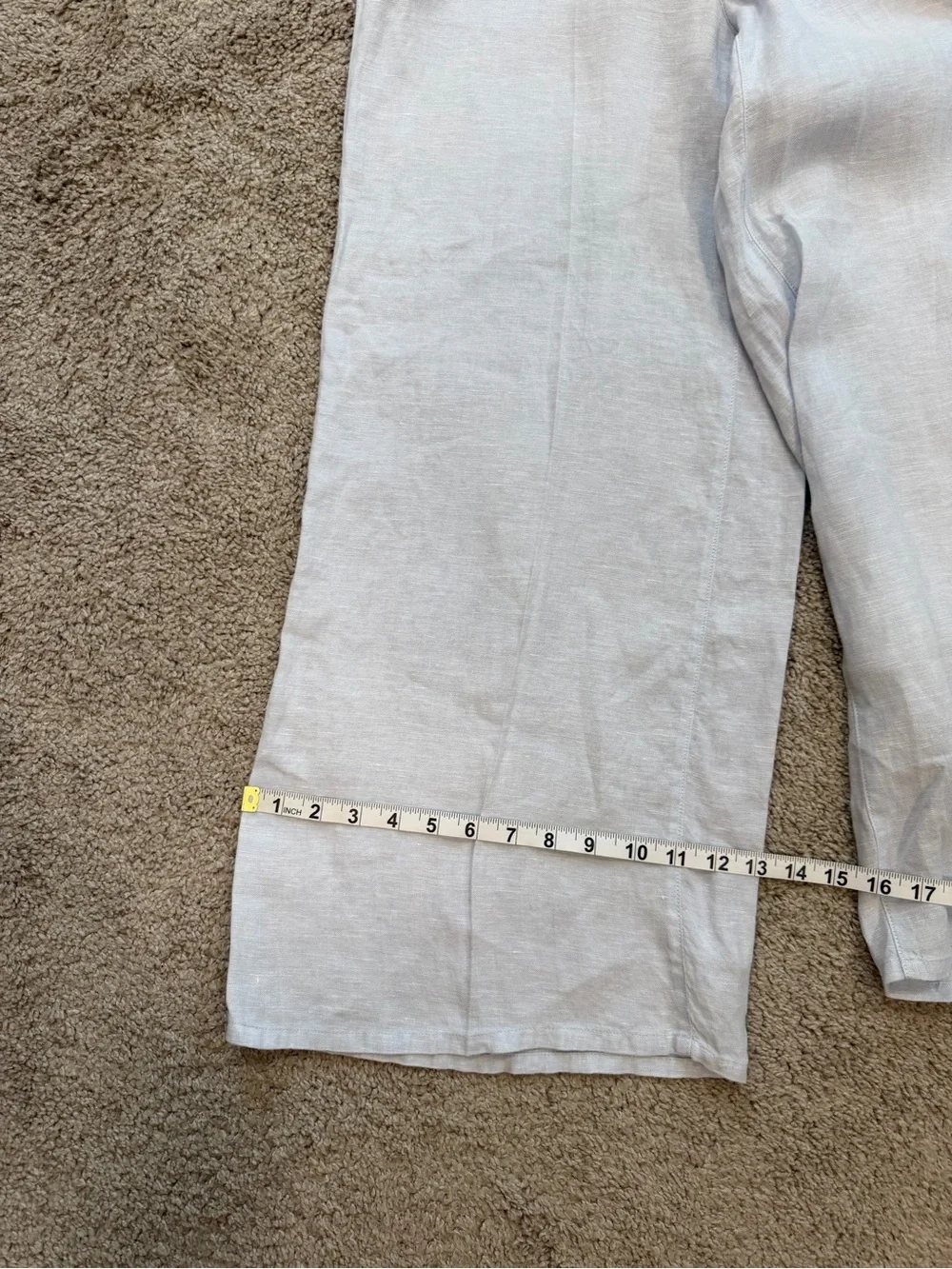 Laura Ashley 100% Linen Light Blue Wide Leg Trousers High Waisted Size Medium - Picture 9 of 9